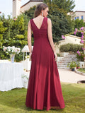 Long A line Sleeveless Scoop Neck Ruffle Chiffon Bridesmaid Dresses