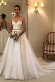 Long A-line Wedding Dress Open Back With Tulle Sweetheart