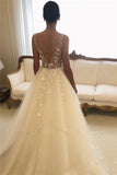 Long A-line Wedding Dress Open Back With Tulle Sweetheart