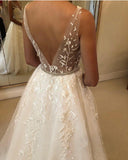 Long A-line Wedding Dress Open Back With Tulle Sweetheart