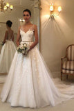 Long A-line Wedding Dress Open Back With Tulle Sweetheart