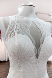 Long Satin A-line Wedding Dress Jewel Open Back With Ruffles Appliques