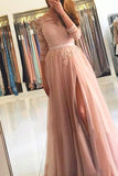 Long Sleeve A-Line Prom Dress with Lace and Split