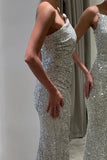 Luxurious Silver Strapless Prom Dress Mermaid