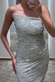 Luxurious Silver Strapless Prom Dress Mermaid