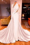 One-Shoulder Long Sleeves Mermaid Evening Dress Long with Beadings