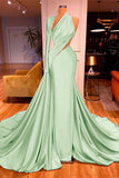 One-Shoulder Long Sleeves Mermaid Evening Dress Long with Beadings