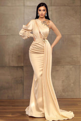 One Shoulder Long Sleeves Mermaid Prom Dress