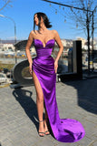 Purple Sweetheart Mermaid Evening Dress Long with Split