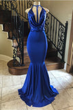 Royal Blue V-Neck Mermaid Long Evening Dress