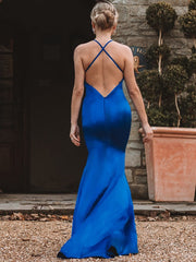 Royal Blue V-Neck Mermaid Prom Dress