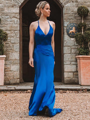 Royal Blue V-Neck Mermaid Prom Dress