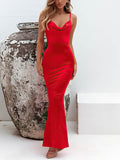 Sheath/Column Cowl Neck Satin Prom Dresses for Any Occasion