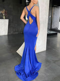 Sheath/Column Prom Dress with Scoop Neck and Split Front