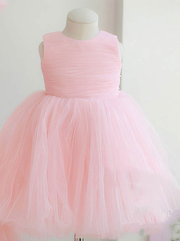 Short/Mini Bow Flower Girl Dresses - Scoop Neck Ball Gown Tulle