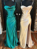 Silk-like Satin Sweetheart Sheath/Column Prom Dress with Ruffles and Sweep Train