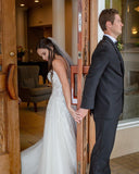 Sleeveless Bateau Backless A-line Church Train Wedding Dress With Appliques Lace