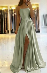 Spaghetti-Straps Prom Dress with Slit