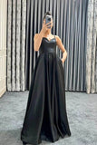 Spaghetti-Straps Sleeveless Long Evening Dress V-Neck On Sale with Beads