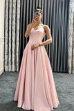 Spaghetti-Straps Sleeveless Long Evening Dress V-Neck On Sale with Beads