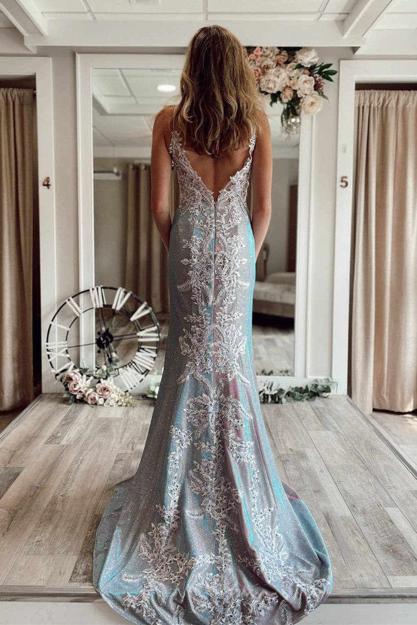 Sparkle Straps Mermaid Long Prom Dress with Appliques