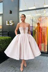 Strapless Short A-Line Prom Dress with Pockets