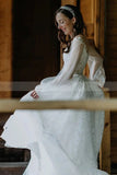 Stunning A-line Long Sleeves Lace Wedding Dress With Tulle