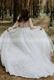 Stunning A-line Long Sleeves Lace Wedding Dress With Tulle