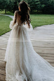 Stunning A-line Long Sleeves Lace Wedding Dress With Tulle