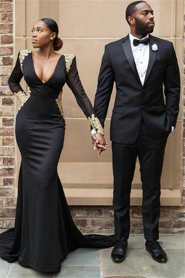 Stylish Black Two-Piece Formal Business Prom Suit