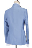 Stylish Blue Casual Prom Suit with Peaked Lapel and Ruffles for Men