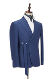 Stylish Dark Blue Groomsmen Outfit with Peaked Lapel