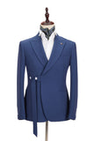 Stylish Dark Blue Groomsmen Outfit with Peaked Lapel