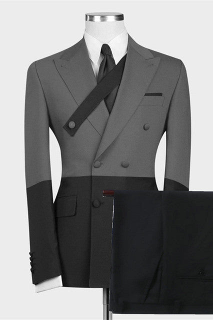 Stylish Gray and Black Evening Suit for Party