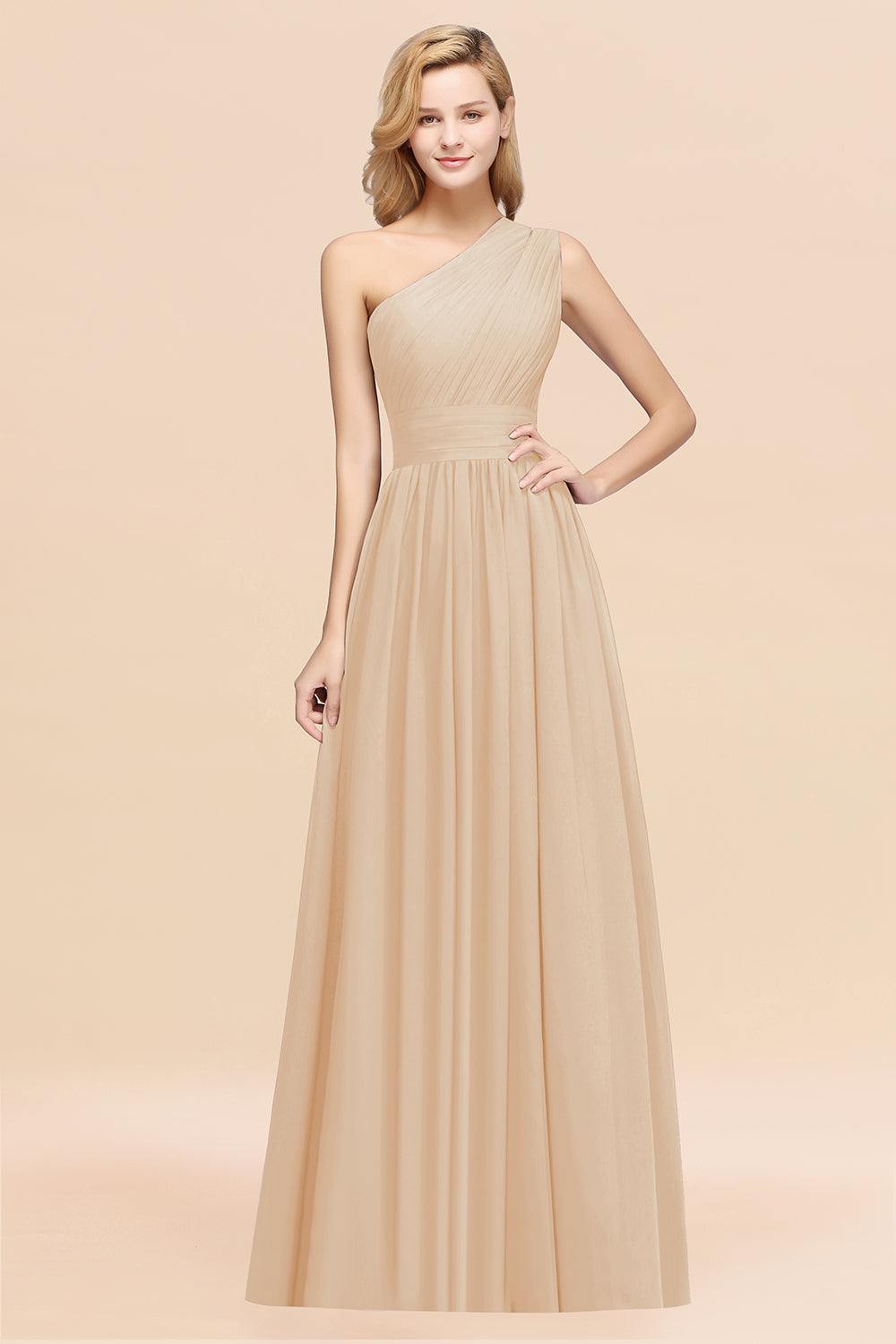 Stylish One-shoulder Sleeveless Long Junior Bridesmaid Dresses Affordable-Babyonlines