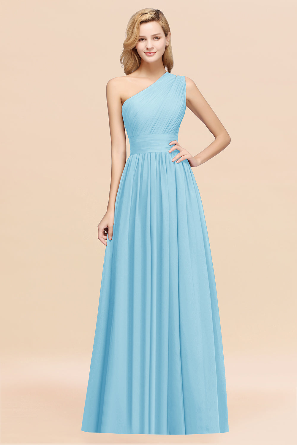 Stylish One-shoulder Sleeveless Long Junior Bridesmaid Dresses Affordable-Babyonlines