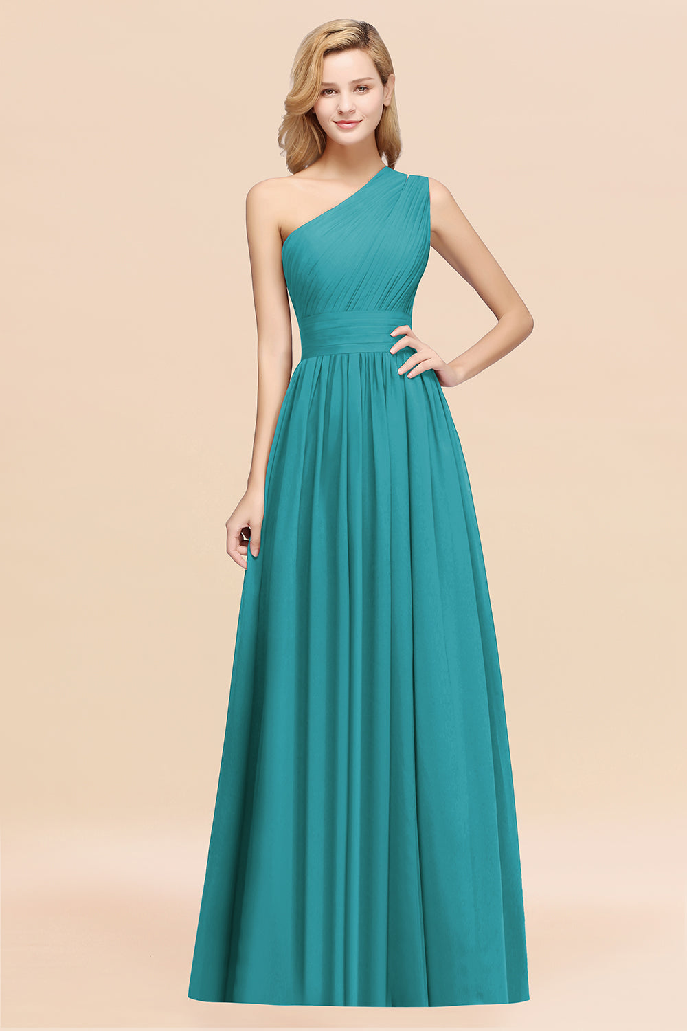 Stylish One-shoulder Sleeveless Long Junior Bridesmaid Dresses Affordable-Babyonlines