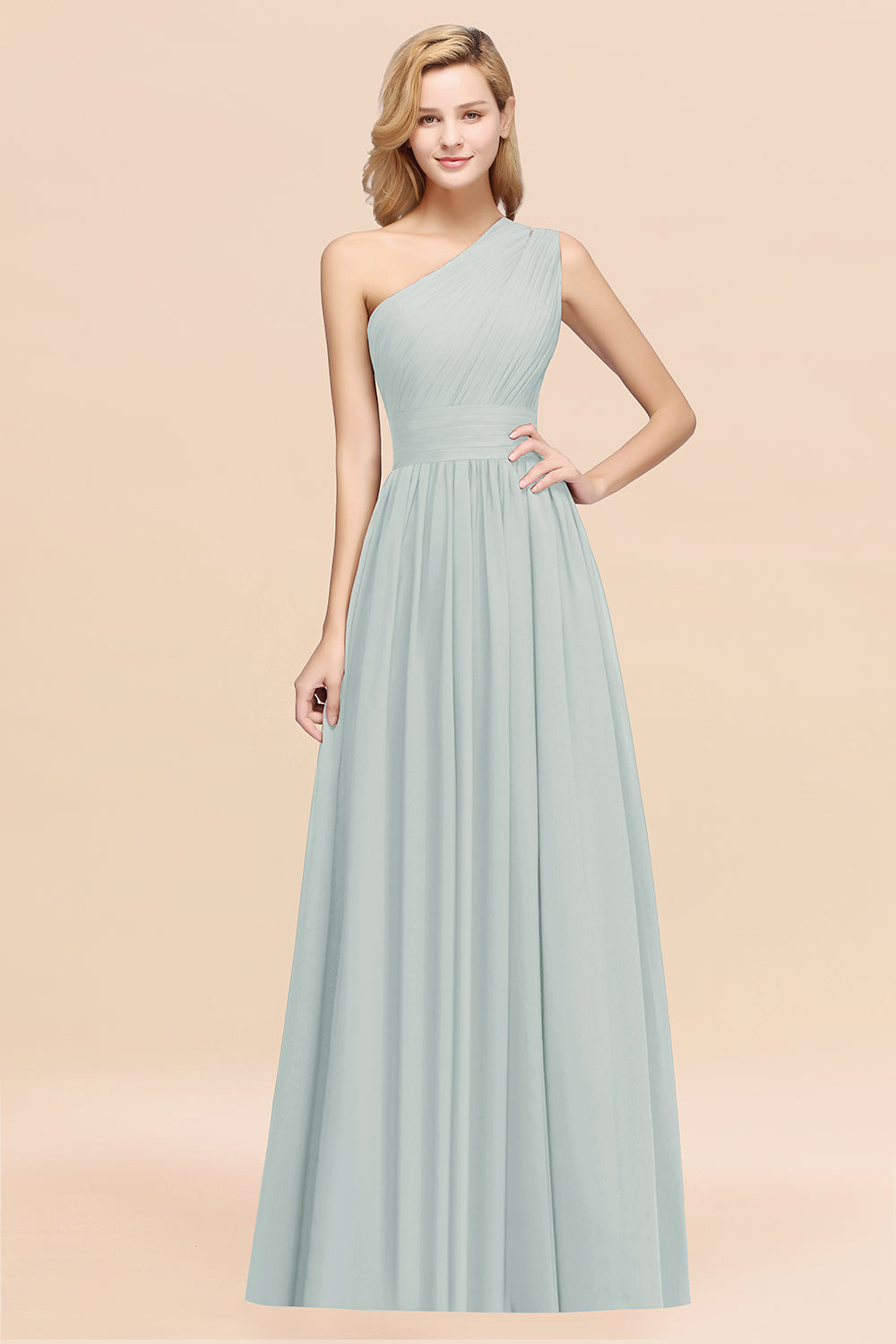 Stylish One-shoulder Sleeveless Long Junior Bridesmaid Dresses Affordable-Babyonlines