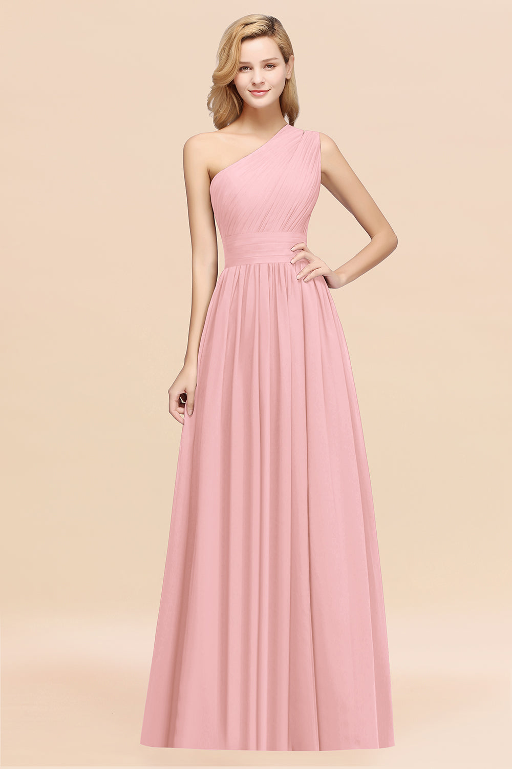 Stylish One-shoulder Sleeveless Long Junior Bridesmaid Dresses Affordable-Babyonlines