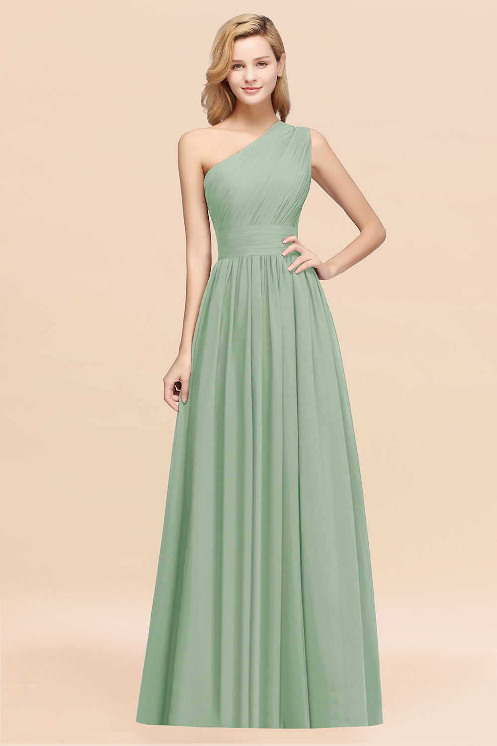 Stylish One-shoulder Sleeveless Long Junior Bridesmaid Dresses Affordable-Babyonlines