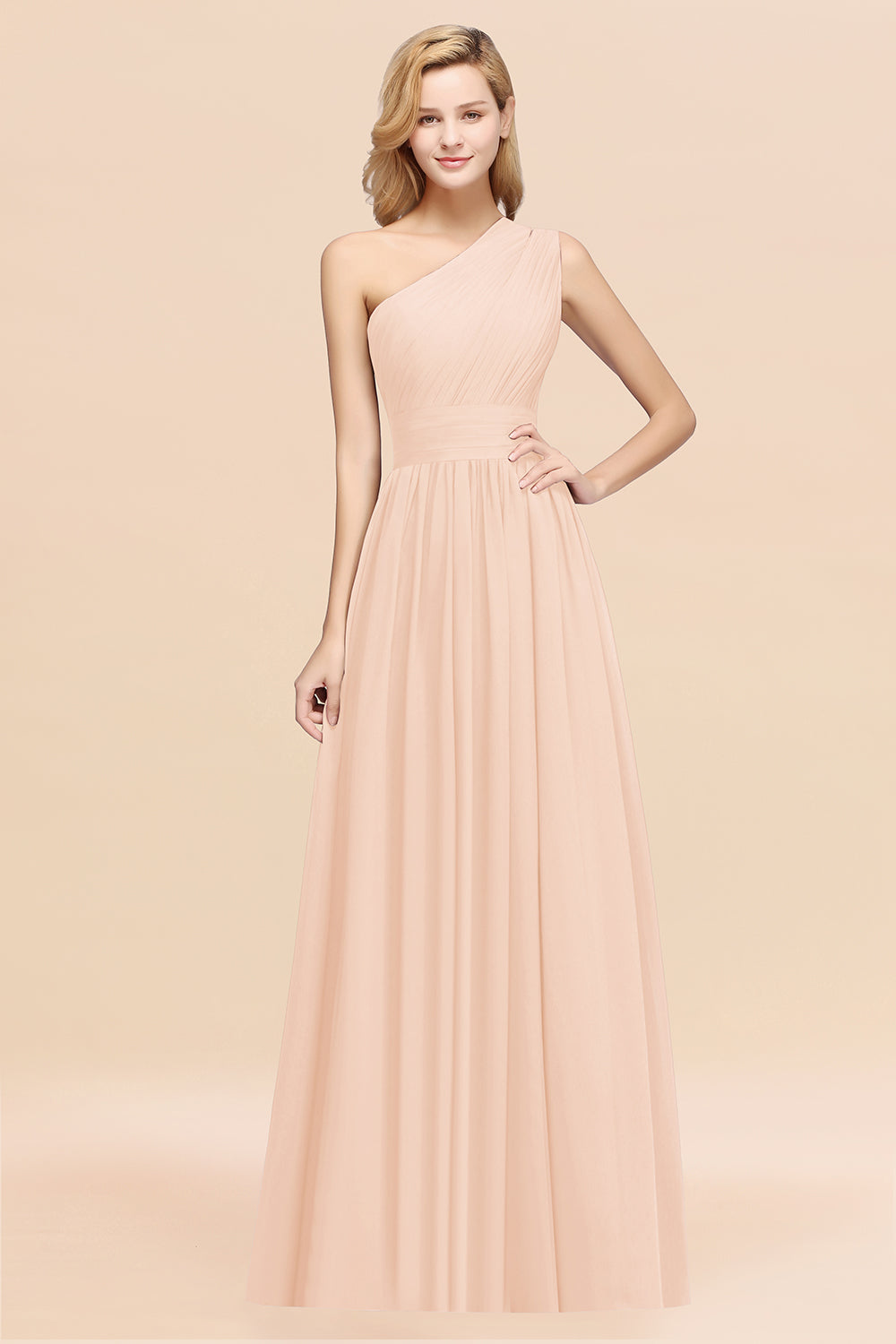 Stylish One-shoulder Sleeveless Long Junior Bridesmaid Dresses Affordable-Babyonlines