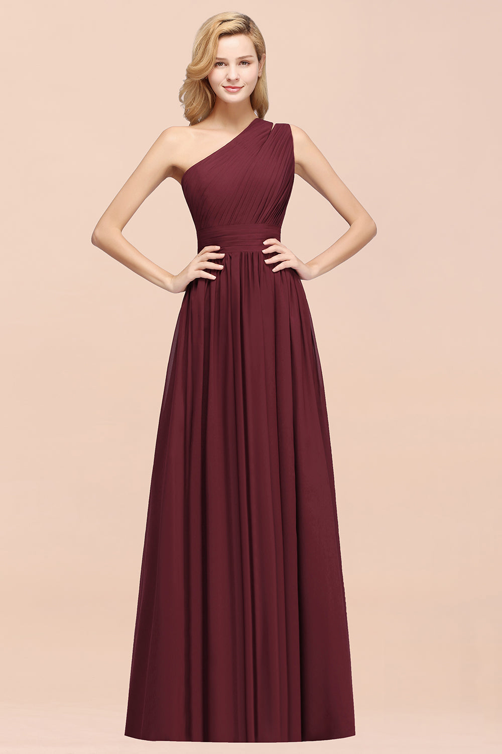 Stylish One-shoulder Sleeveless Long Junior Bridesmaid Dresses Affordable-Babyonlines