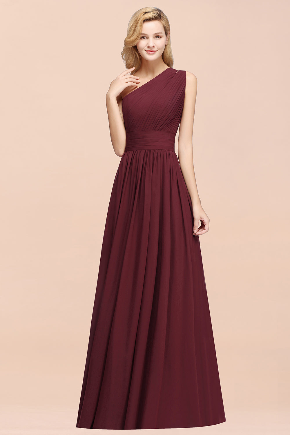 Stylish One-shoulder Sleeveless Long Junior Bridesmaid Dresses Affordable-Babyonlines