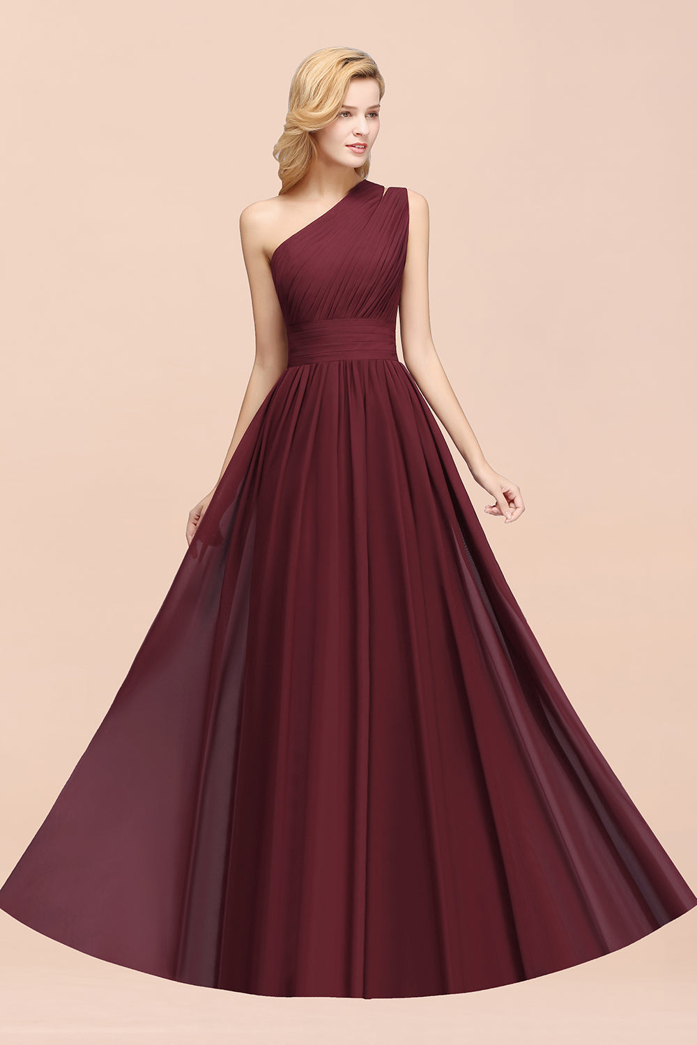 Stylish One-shoulder Sleeveless Long Junior Bridesmaid Dresses Affordable-Babyonlines