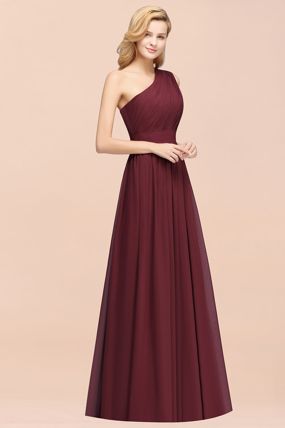 Stylish One-shoulder Sleeveless Long Junior Bridesmaid Dresses Affordable-Babyonlines