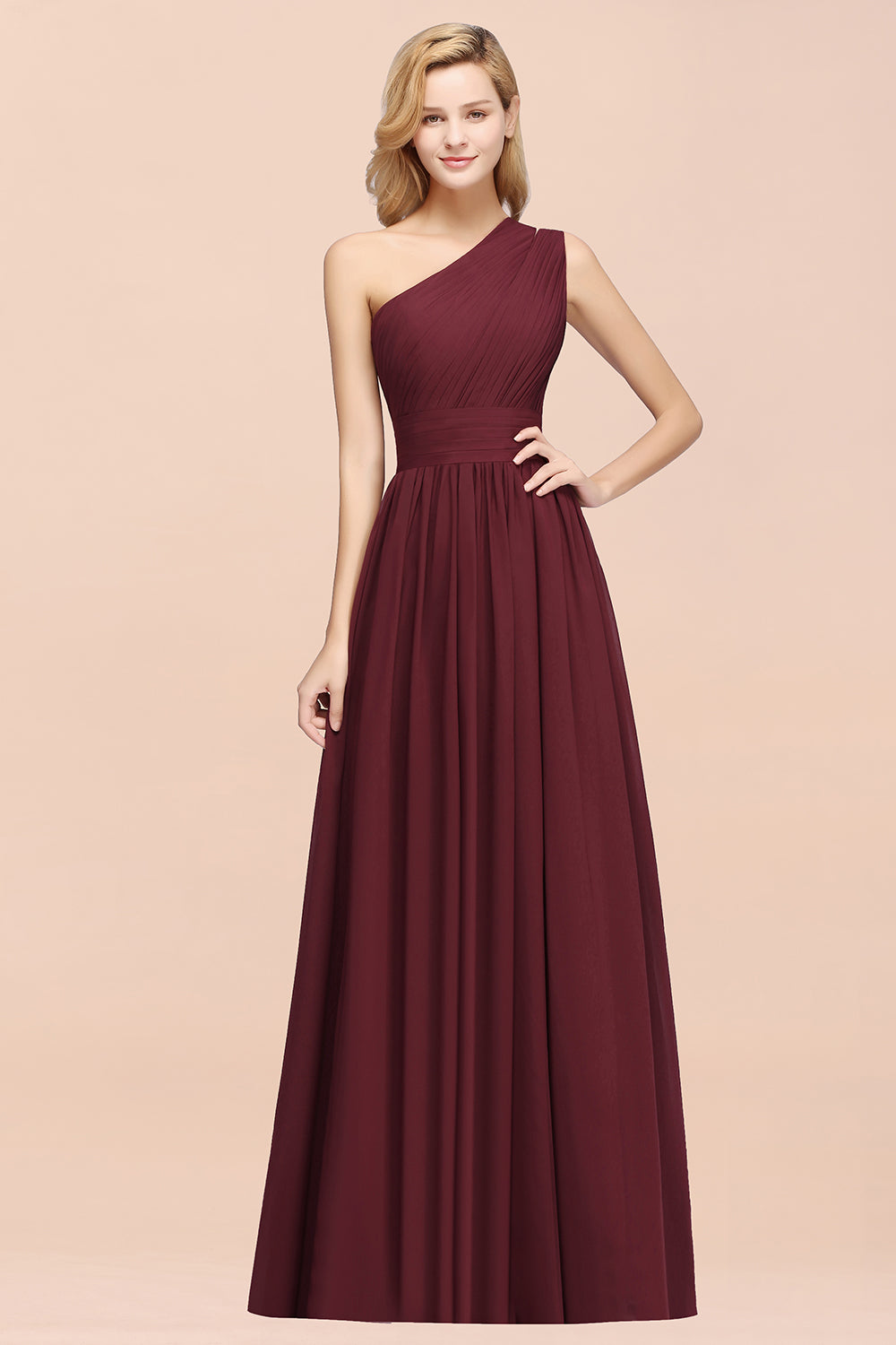 Stylish One-shoulder Sleeveless Long Junior Bridesmaid Dresses Affordable-Babyonlines