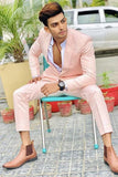 Stylish Pink Homecoming Suit with Peaked Lapel for Boys