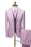 Stylish Purple Notched Collar Three-Piece Wedding Suit