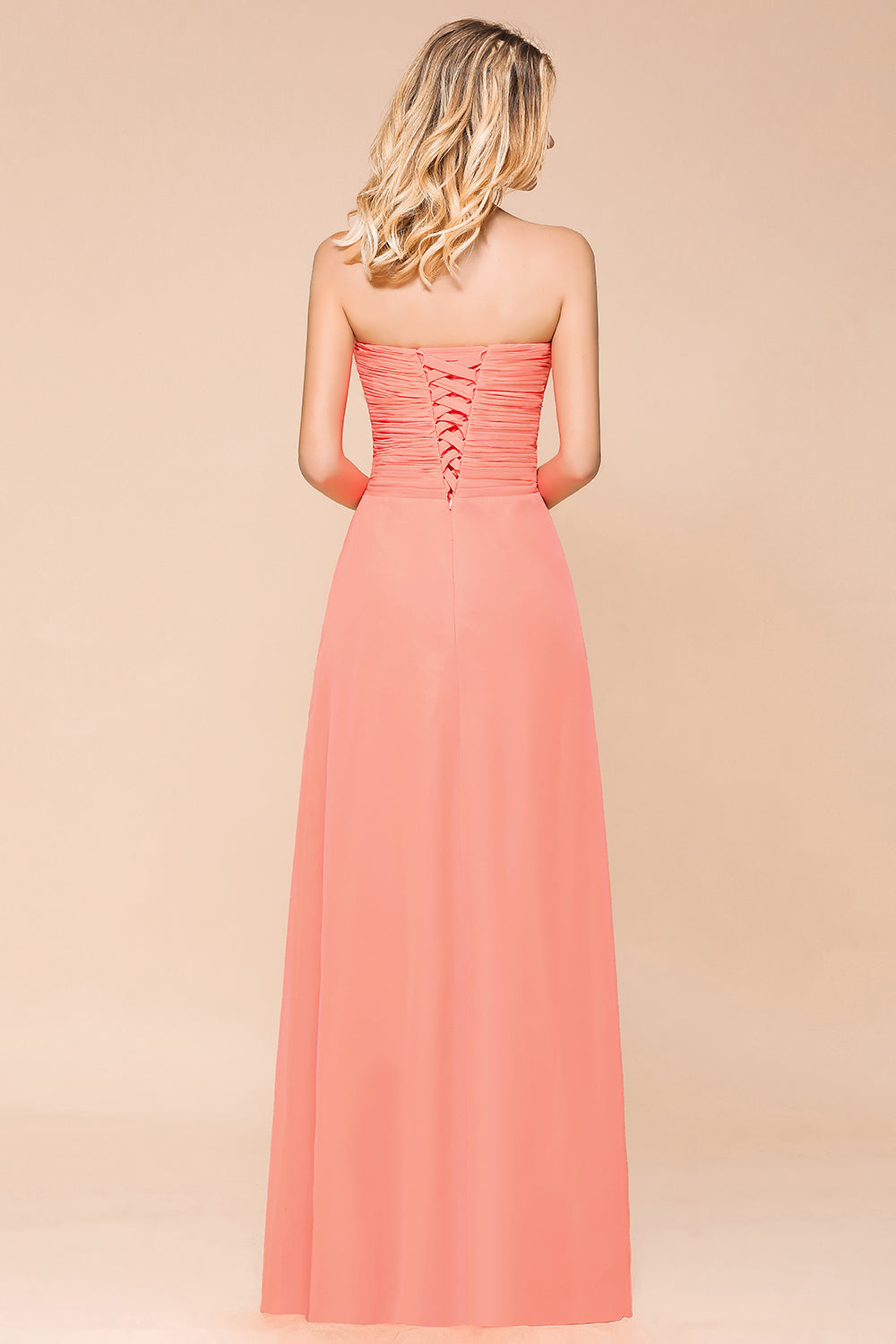 Stylish Sweetheart Ruffle Affordable Coral Chiffon Bridesmaid Dresses Online-Babyonlines