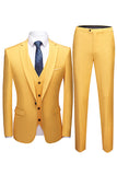 Summer Yellow Wedding Suit - Three Pieces Notch Collar